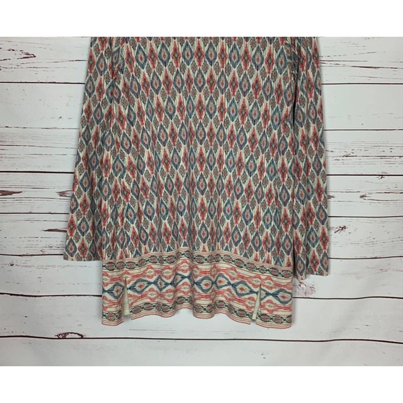 J.Jill Women's S Small Cream Blue Boho Long Sleeve Luxe Supima Tunic Top Shirt - Picture 3 of 12